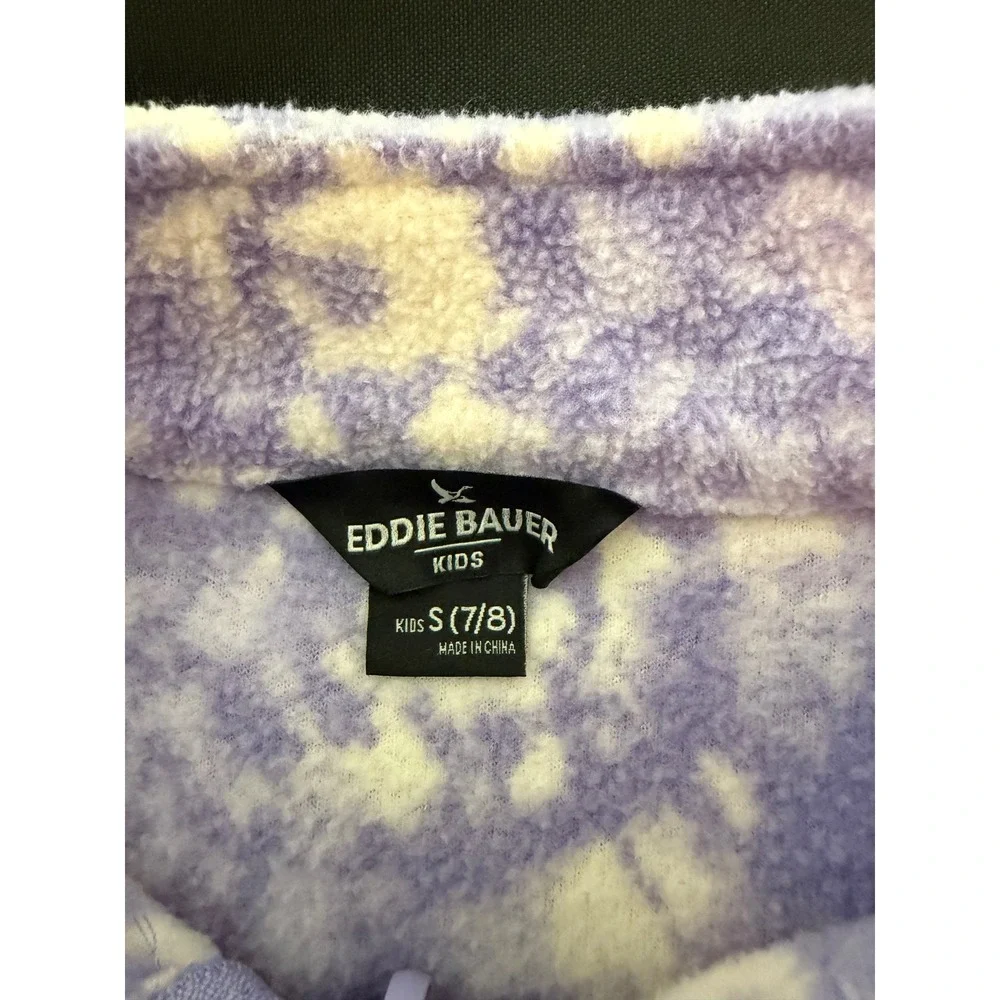 Eddie Bauer Kids Purple Yellow Swirl Full Zip Fleece Jacket  Size S 7/8